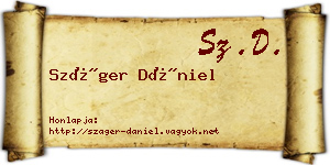 Száger Dániel névjegykártya
